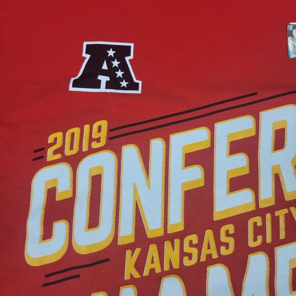 NFL Team Apparel Kansas City Chiefs Mens Small T Shirt 2019 AFC Champions Red - Picture 5 of 11